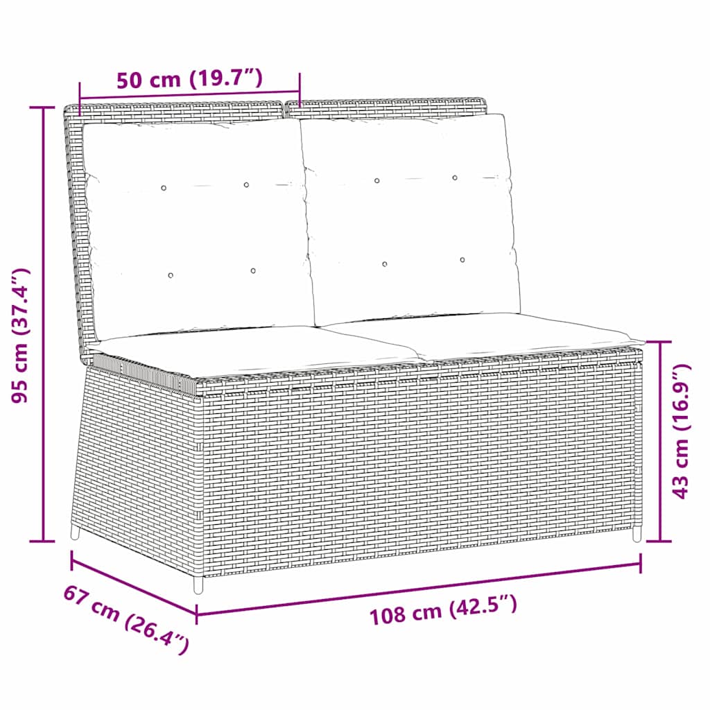 vidaXL Παγκάκι κήπου με μαξιλάρι Μαύρο Πολυ ράταν