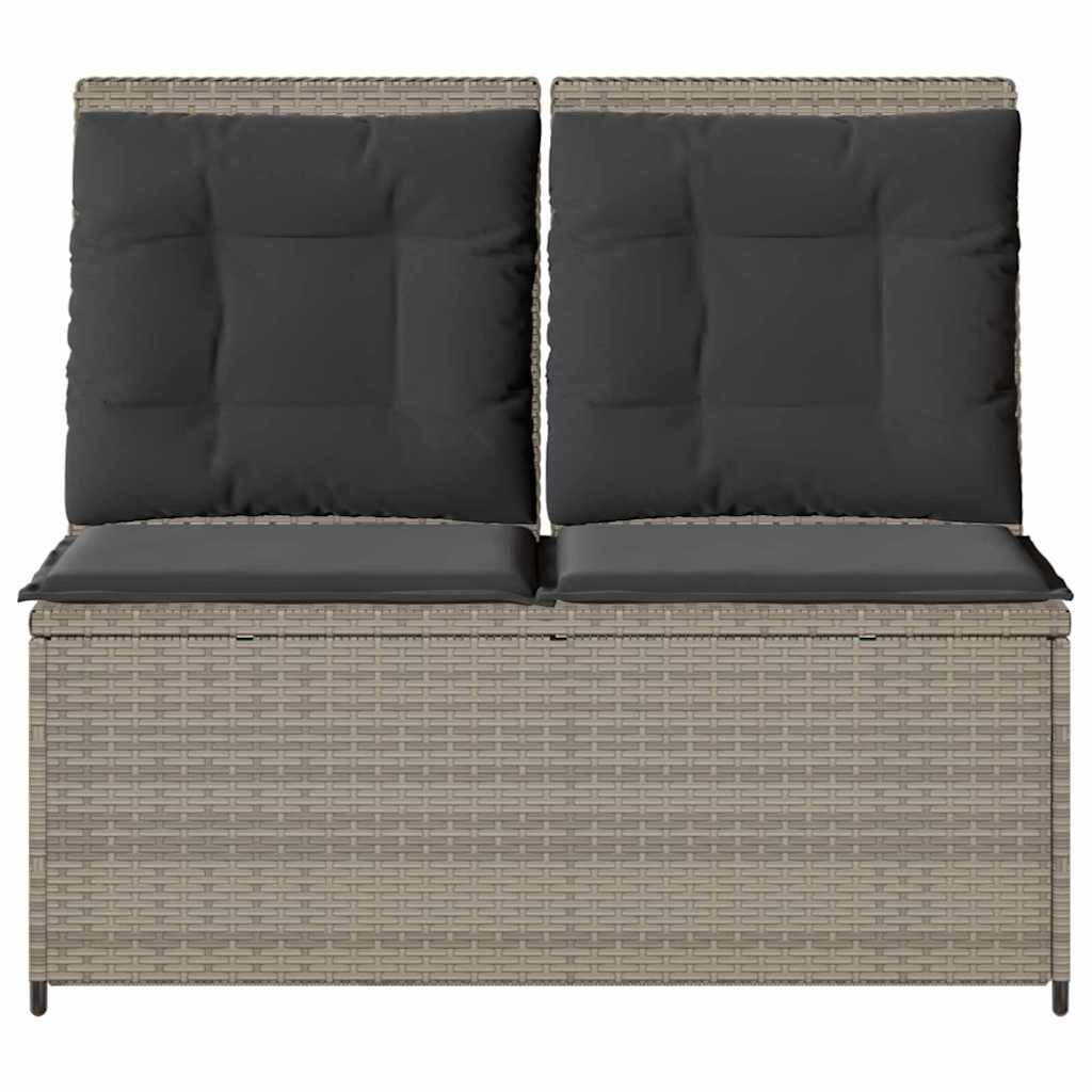 vidaXL Παγκάκι κήπου με μαξιλάρι Ανοιχτό γκρι Πολυ ράταν