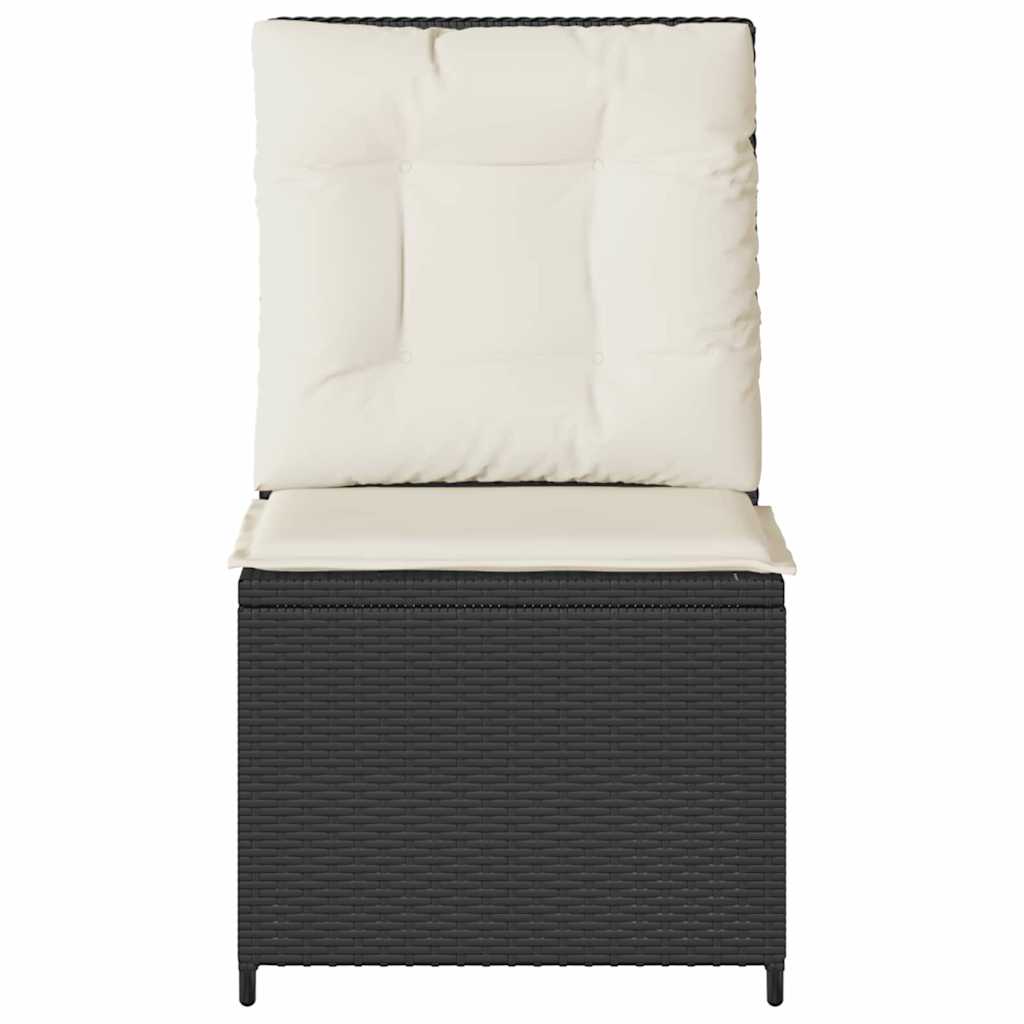 vidaXL Καναπές Κήπου με μαξιλάρι Μαύρο Πολυ ράταν