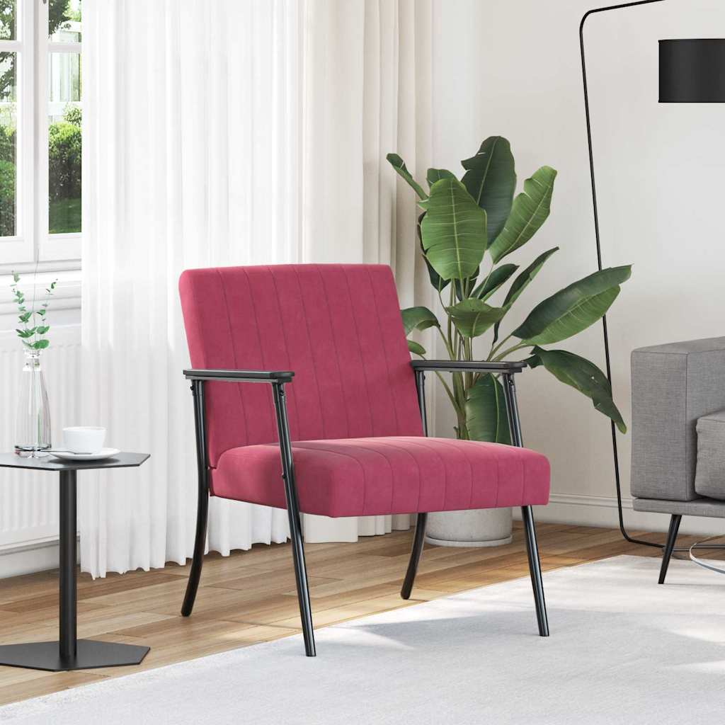 vidaXL Πολυθρόνα Κόκκινο 59 x 75 x 78 εκ Βελούδο