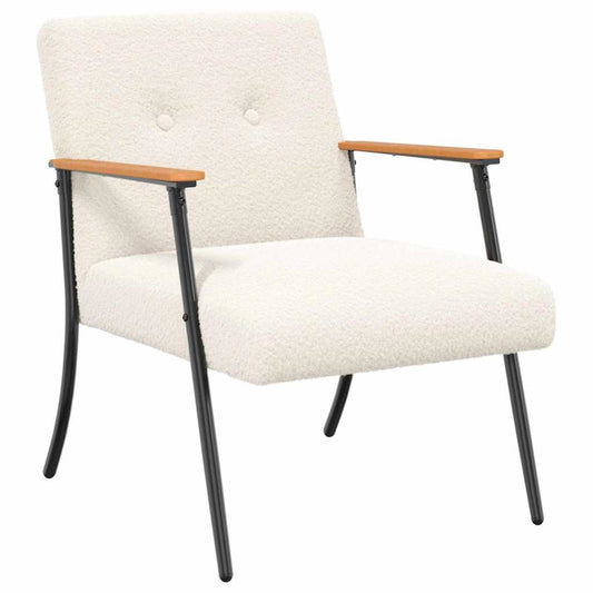 vidaXL Πολυθρόνα Κρεμ 59 x 75 x 78 εκ Κάλαθος ύφασμα με σγουρή υφή