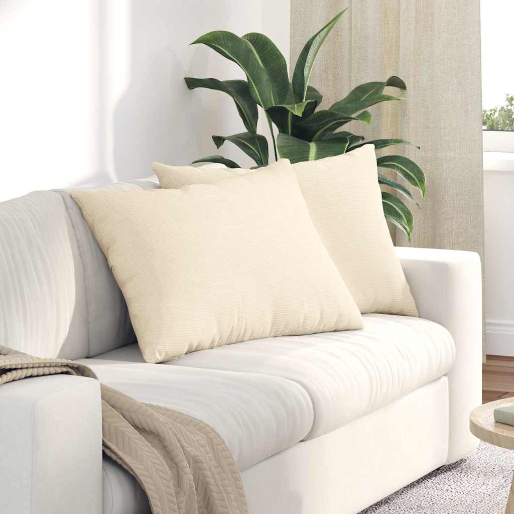 vidaXL Μαξιλάρι Καναπέ 2 pcs Κρεμ 70 x 50 cm Υφασμάτινο Κορντουρά