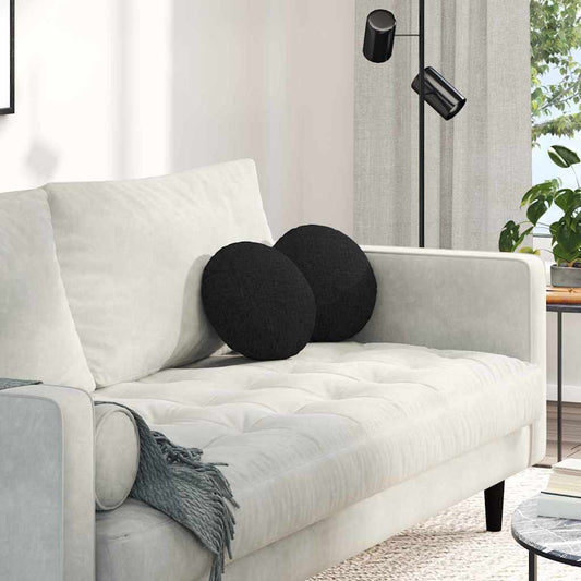 vidaXL Μαξιλάρια καθισμάτων 2 pcs Μαύρο Ø30 x 13 εκ ύφασμα