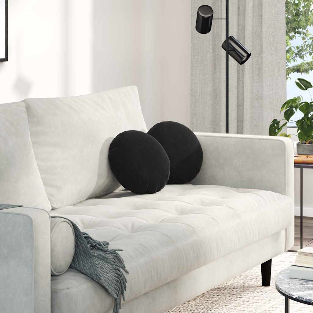 vidaXL Μαξιλάρια καθισμάτων 2 pcs Μαύρο Ø 40 x 13 εκ. Βελούδο