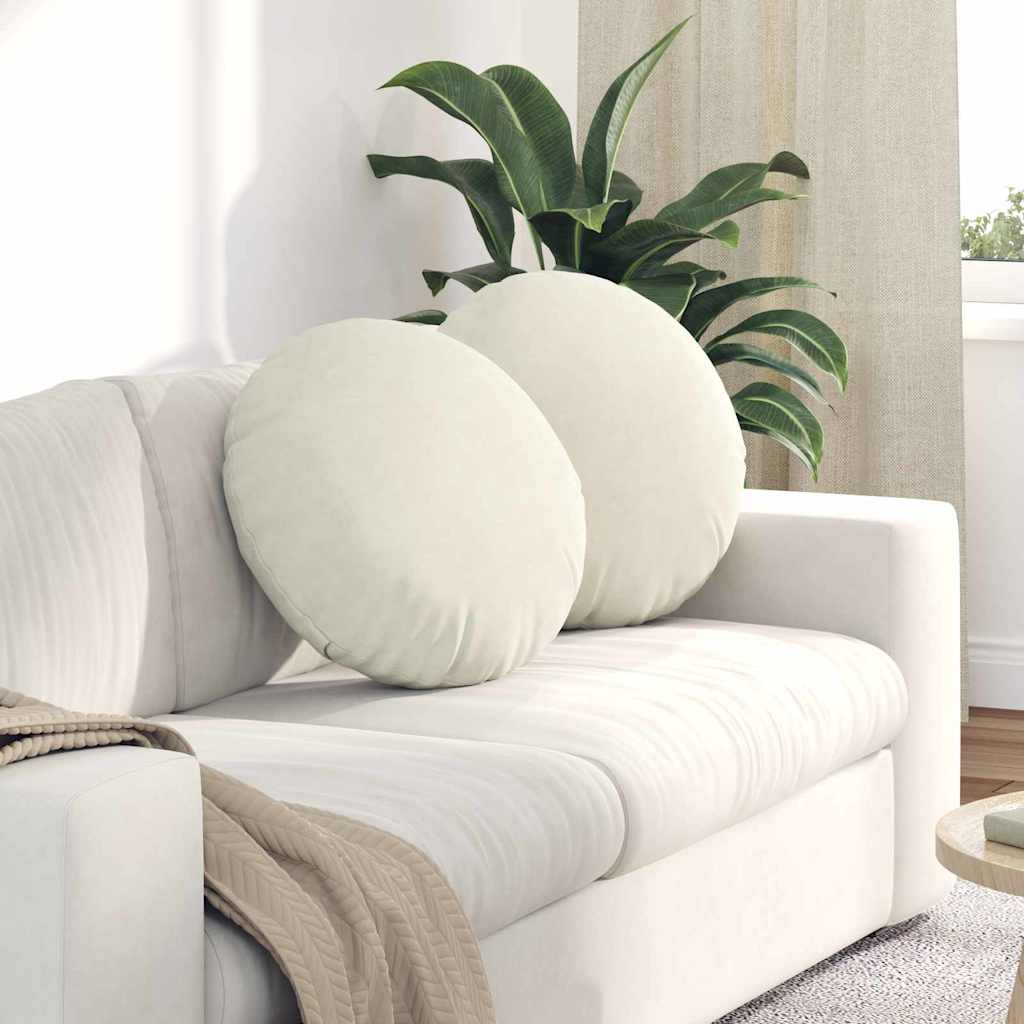 vidaXL Μαξιλάρια καθισμάτων 2 pcs Κρεμ Ø 40 x 13 εκ. Βελούδο