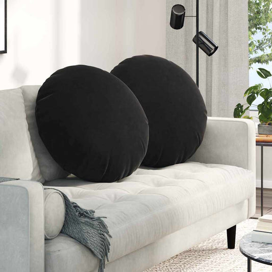 vidaXL Μαξιλάρια καθισμάτων 2 pcs Μαύρο Ø80 x 29 εκ Βελούδο