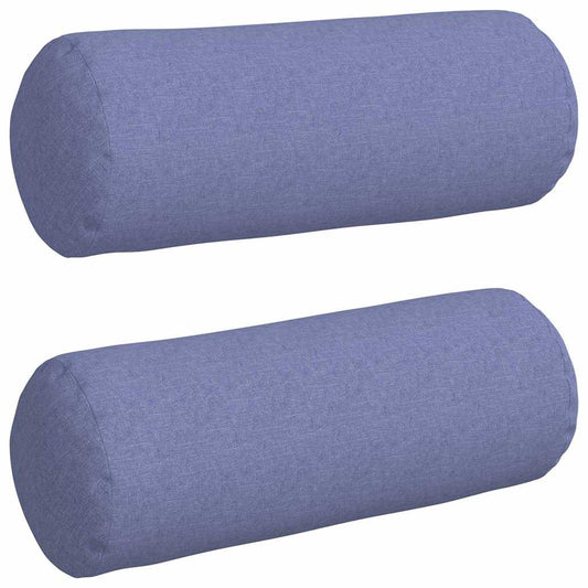 vidaXL Μαξιλάρια Στήριγμα 2 pcs Μπλε τζην Ø 25 x 70 cm ύφασμα
