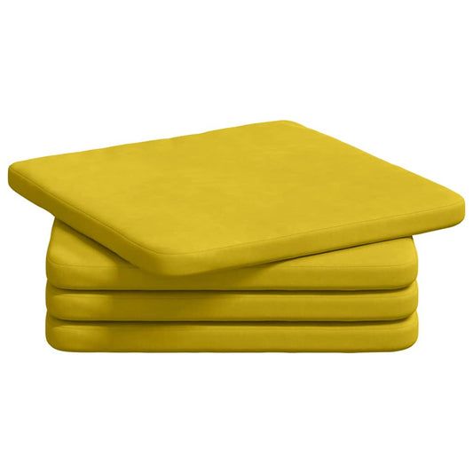 vidaXL Μαξιλάρια καθισμάτων 4 pcs Κίτρινο 40 x 40 x 3 cm Βελούδο