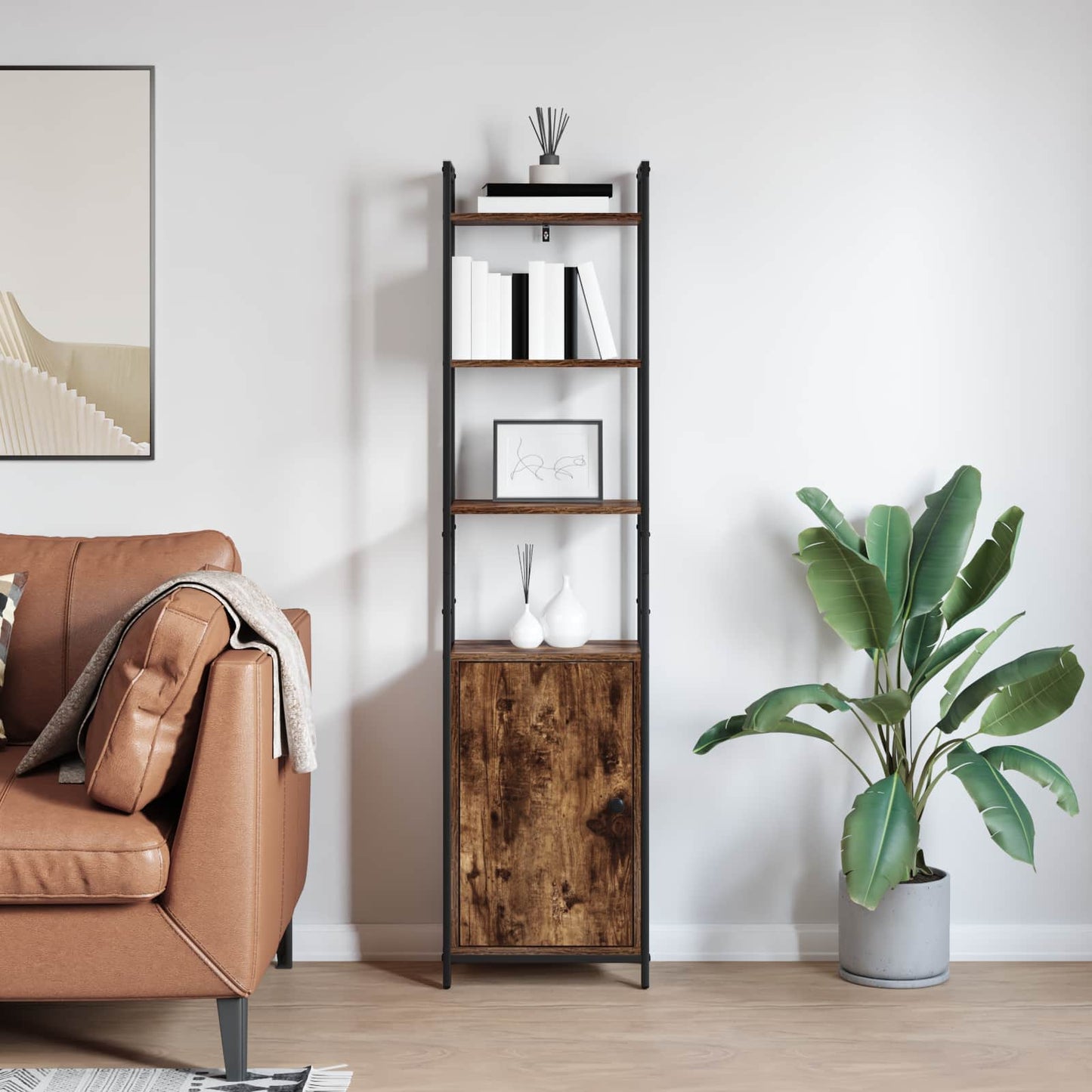 vidaXL Βιβλιοθήκη Καπνιστό Δρύς 40 x 24 x 161 εκ Επεξεργασμένο ξύλο