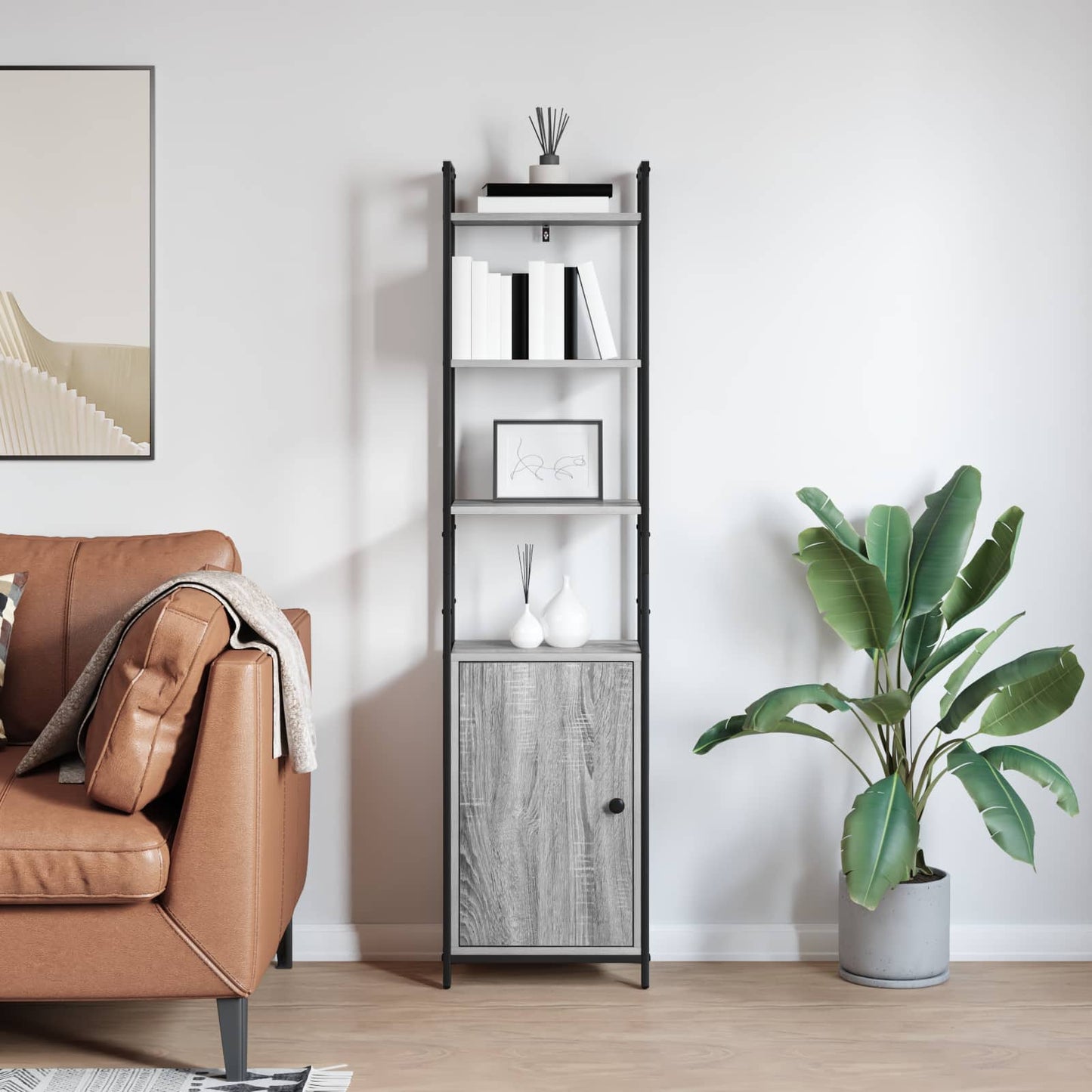 vidaXL Βιβλιοθήκη Γκρίζο Σονομα 40 x 24 x 161 εκ Επεξεργασμένο ξύλο