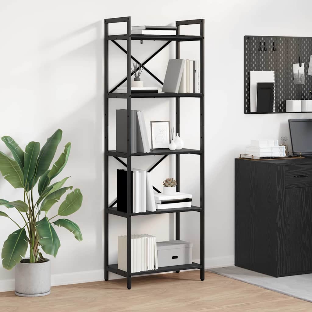 vidaXL Ράφι Βιβλίων Μαύρη Οξυά 56 x 34 x 171 εκ Επεξεργασμένο ξύλο