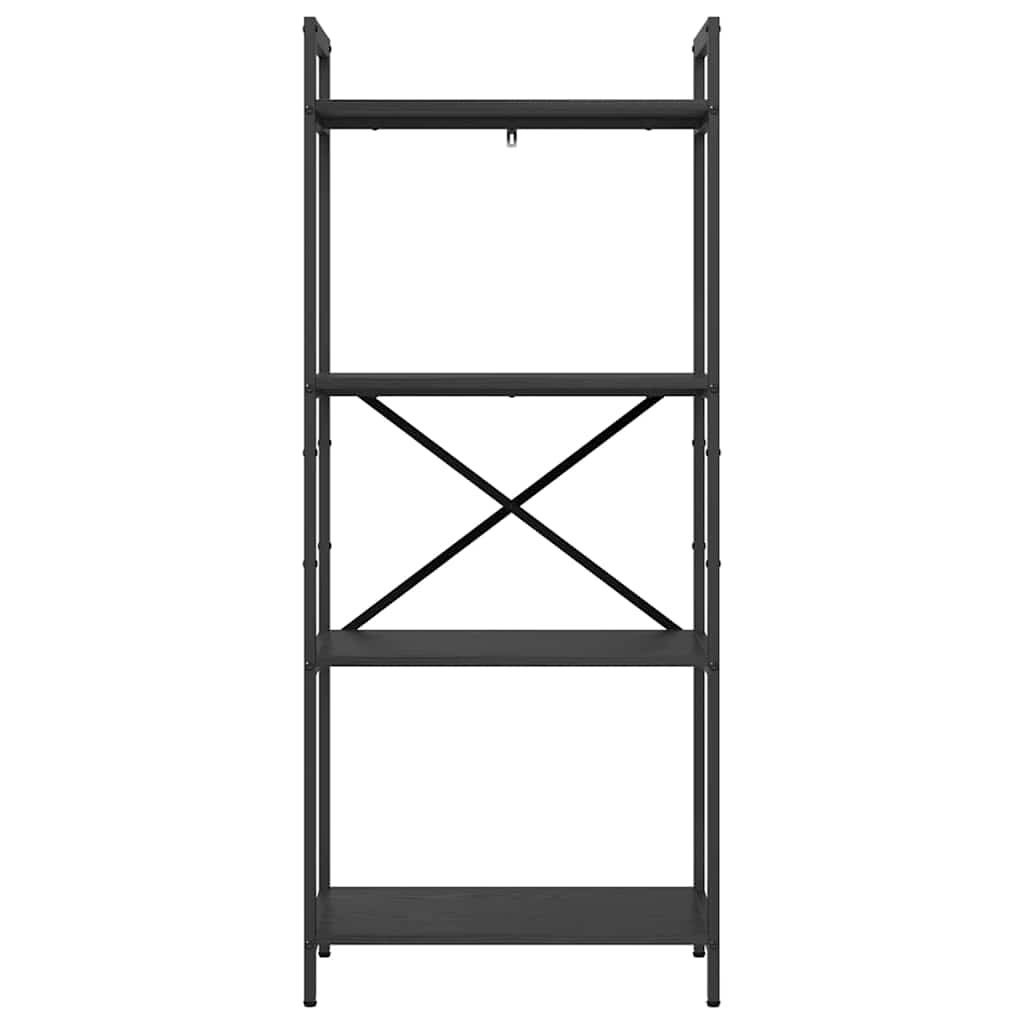 vidaXL Ράφι Βιβλίων Μαύρη Οξυά 56 x 34 x 133,5 εκ Επεξεργασμένο ξύλο