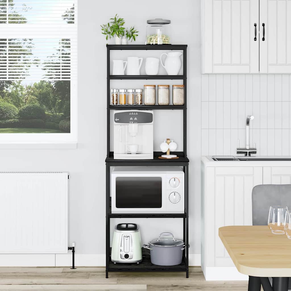 vidaXL Ράφι Κουζίνας Μαύρη Οξυά 60 x 40 x 168 εκ Επεξεργασμένο ξύλο