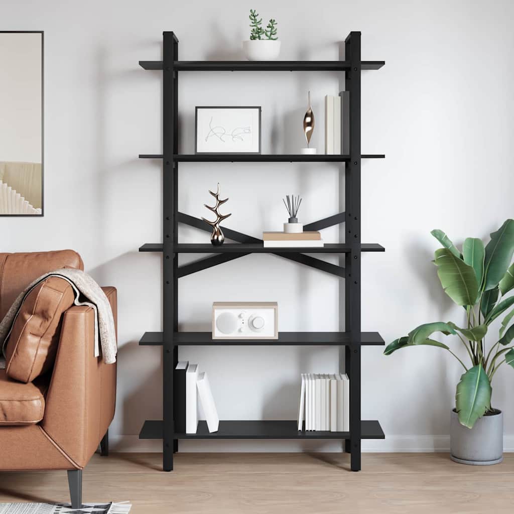 vidaXL Ράφι Βιβλίων Μαύρη Οξυά 100 x 33,5 x 178 εκ Επεξεργασμένο ξύλο