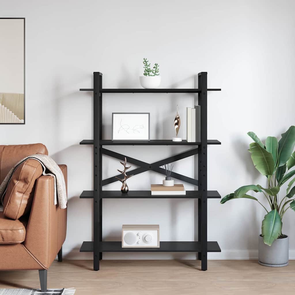 vidaXL Ράφι Βιβλίων Μαύρη Οξυά 100 x 33,5 x 140 εκ Επεξεργασμένο ξύλο