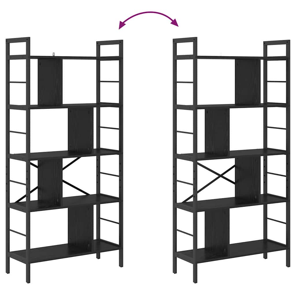 vidaXL Ράφι Βιβλίων Μαύρη Οξυά 75 x 30 x 156 εκ. Επεξεργασμένο ξύλο