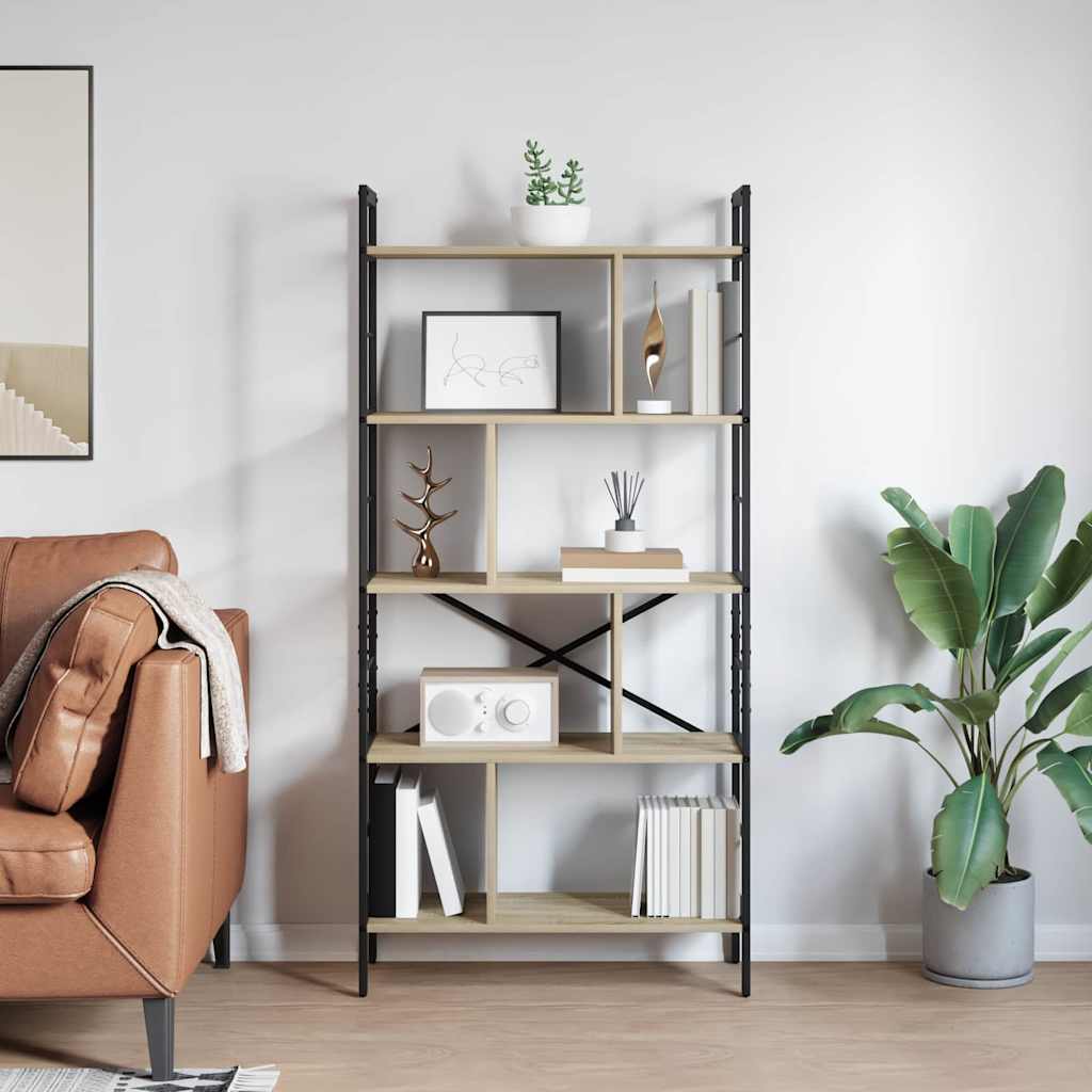 vidaXL Ράφι Βιβλίων Δρύς Sonoma 75 x 30 x 156 εκ. Επεξεργασμένο ξύλο
