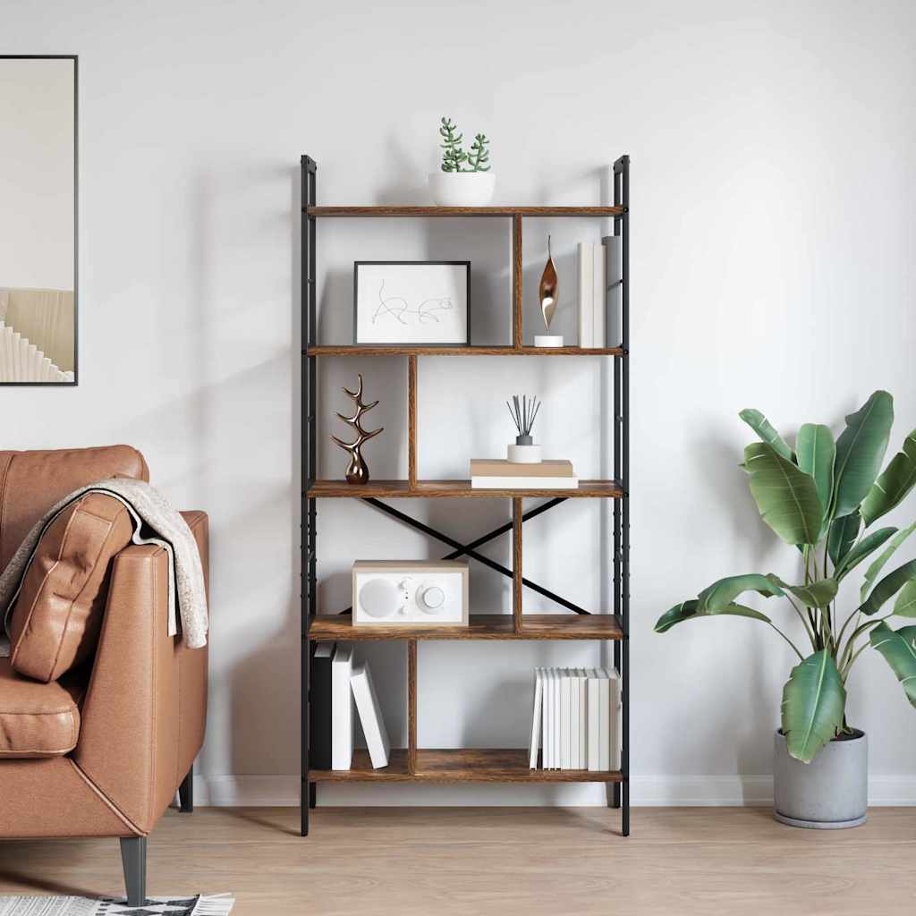 vidaXL Ράφι Βιβλίων Καπνιστό Δρύς 75 x 30 x 156 εκ. Επεξεργασμένο ξύλο