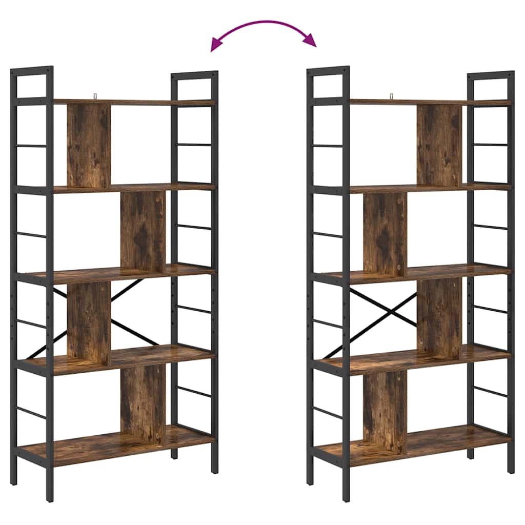 vidaXL Ράφι Βιβλίων Καπνιστό Δρύς 75 x 30 x 156 εκ. Επεξεργασμένο ξύλο