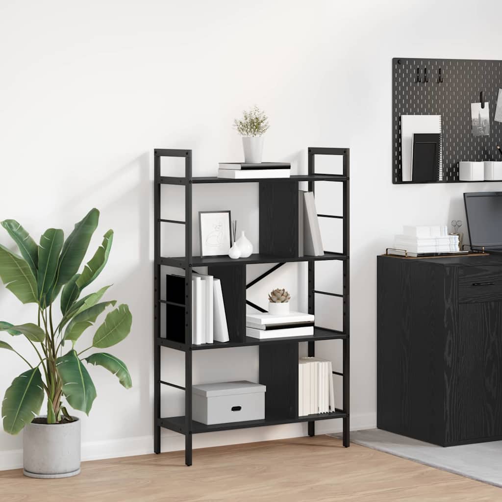 vidaXL Ράφι Βιβλίων Μαύρη Οξυά 75 x 30 x 123,5 εκ. Επεξεργασμένο ξύλο