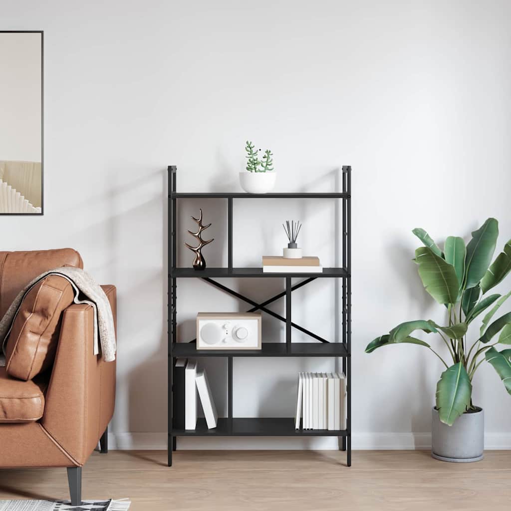 vidaXL Ράφι Βιβλίων Μαύρη Οξυά 75 x 30 x 123,5 εκ. Επεξεργασμένο ξύλο