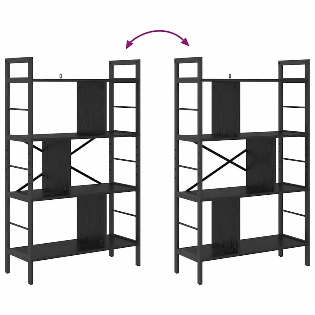 vidaXL Ράφι Βιβλίων Μαύρη Οξυά 75 x 30 x 123,5 εκ. Επεξεργασμένο ξύλο