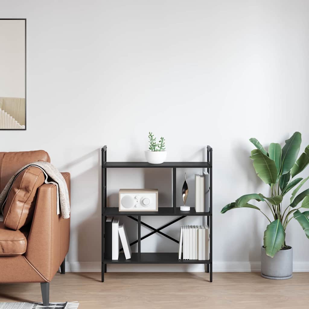 vidaXL Ράφι Βιβλίων Μαύρη Οξυά 75 x 30 x 91 εκ. Επεξεργασμένο ξύλο