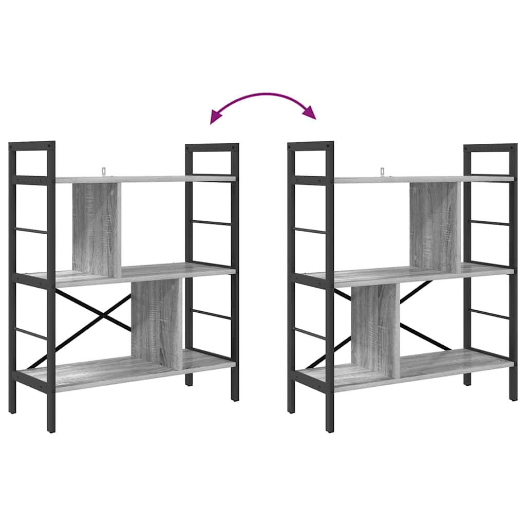 vidaXL Ράφι Βιβλίων Γκρίζο Σονομα 75 x 30 x 91 εκ. Επεξεργασμένο ξύλο