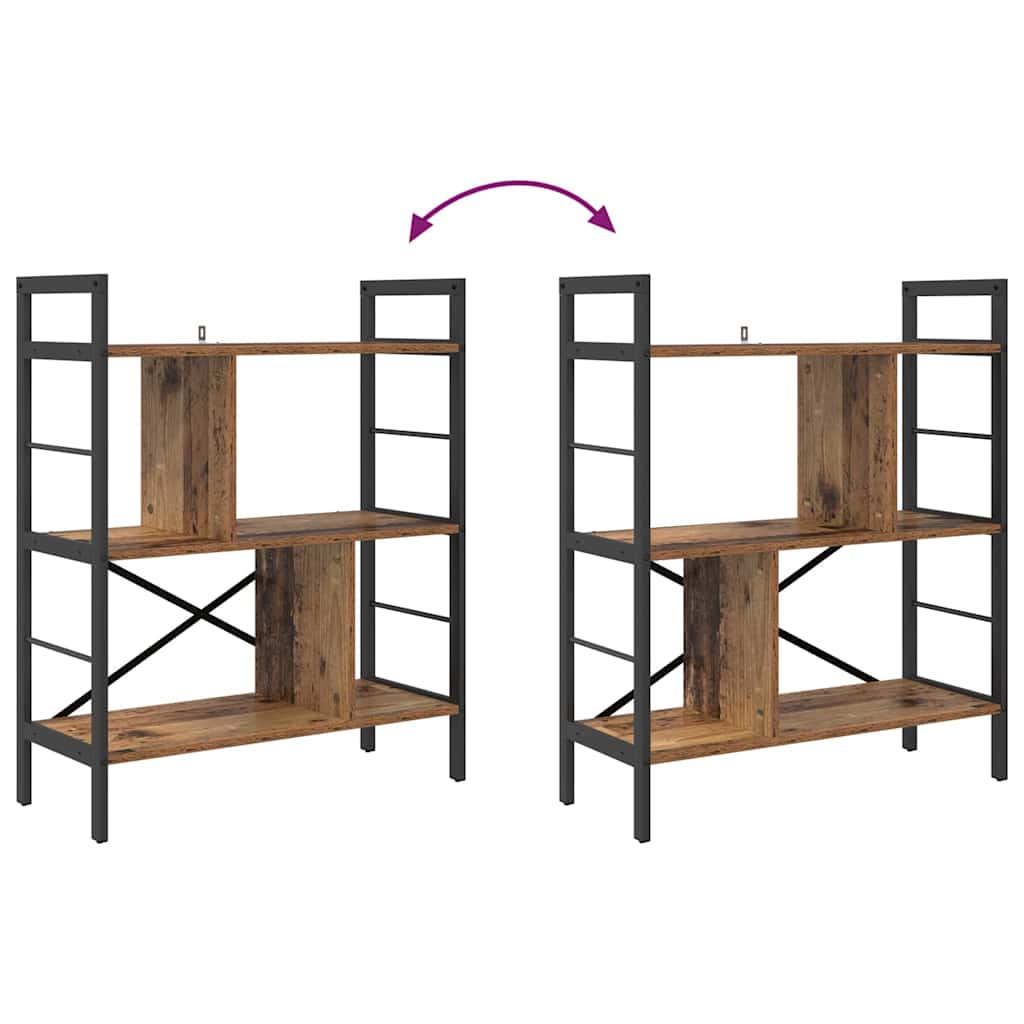 vidaXL Ράφι Βιβλίων Παλιό Ξύλο 75 x 30 x 91 εκ. Επεξεργασμένο ξύλο