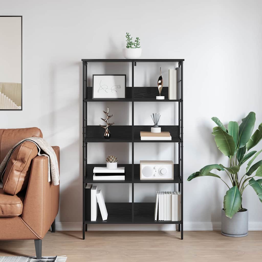 vidaXL Ράφι Βιβλίων Μαύρη Οξυά 82 x 32 x 144,5 εκ. Επεξεργασμένο ξύλο