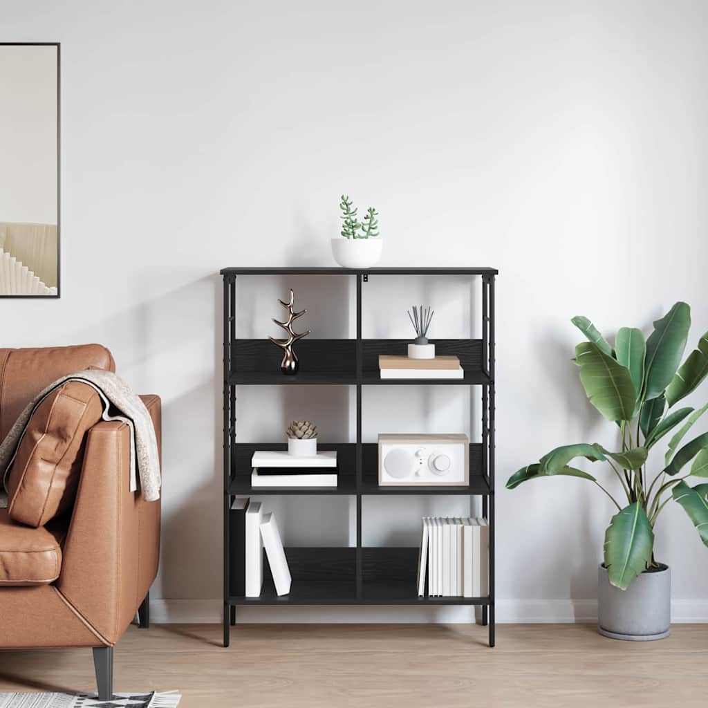 vidaXL Ράφι Βιβλίων Μαύρη Οξυά 82 x 32 x 112 εκ. Επεξεργασμένο ξύλο