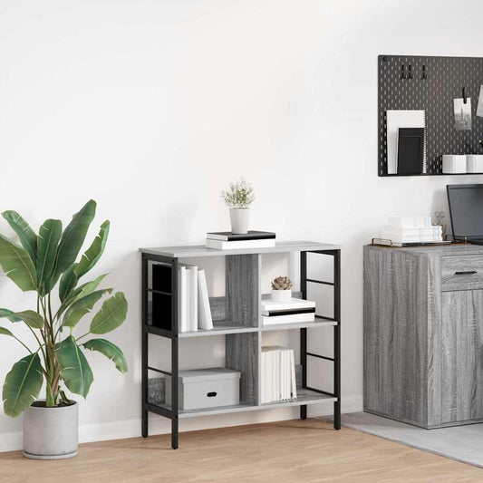 vidaXL Ράφι Βιβλίων Γκρίζο Σονομα 82 x 32 x 79 εκ. Επεξεργασμένο ξύλο