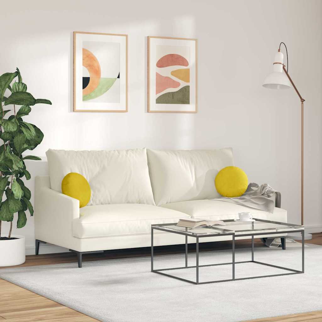 vidaXL Μαξιλάρια καθισμάτων 2 pcs Κίτρινο Ø 40 x 13 εκ. Βελούδο