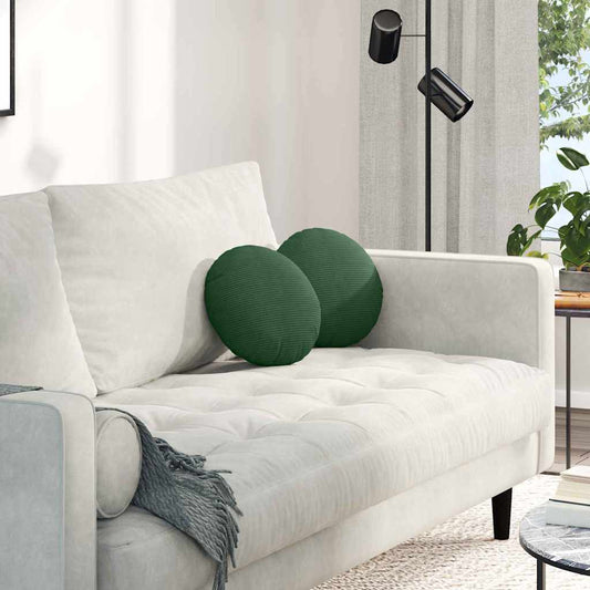 vidaXL Μαξιλάρια καθισμάτων 2 pcs Σκούρο Πράσινο Ø30 x 13 εκ