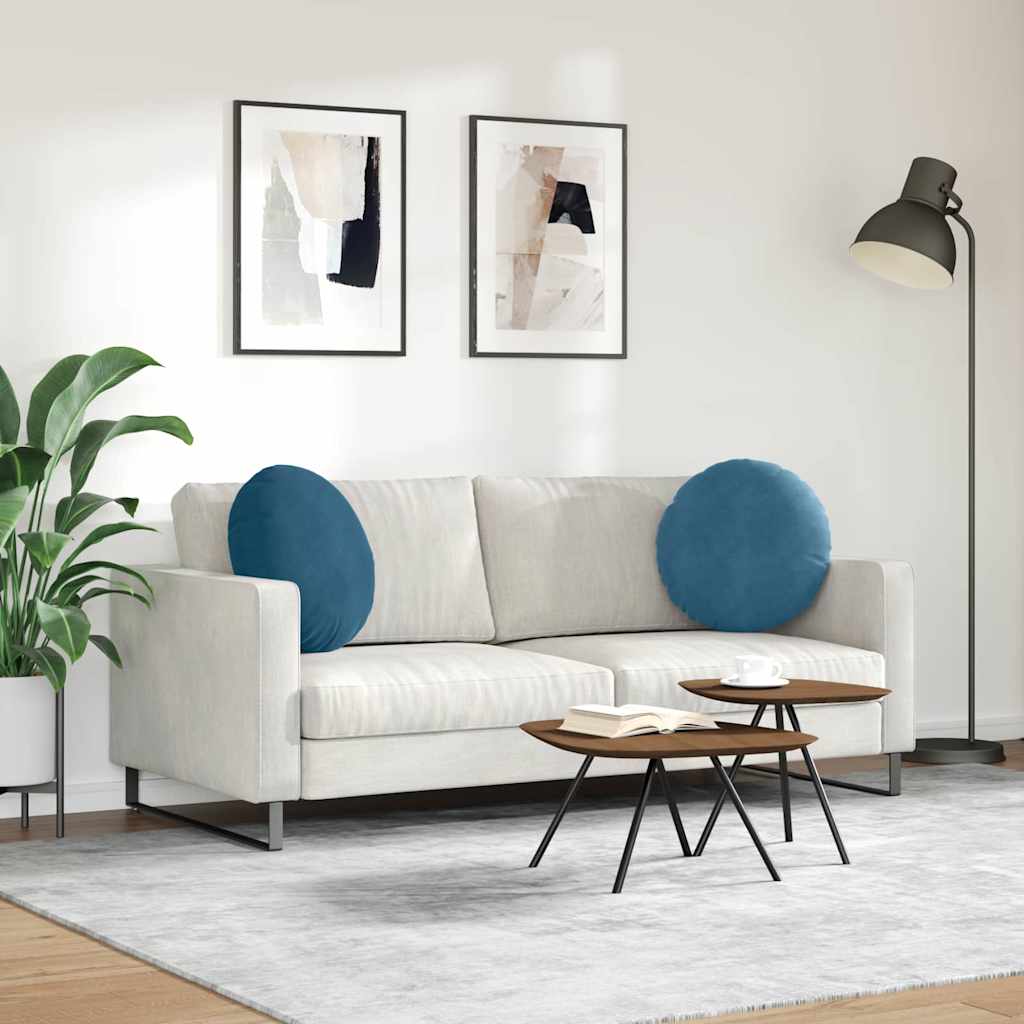 vidaXL Μαξιλάρια καθισμάτων 2 pcs Μπλε Ø 40 x 13 εκ. Βελούδο