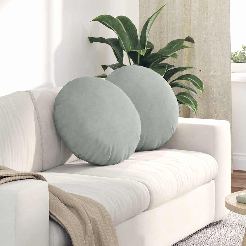 vidaXL Μαξιλάρια καθισμάτων 2 pcs Ανοιχτό γκρι Ø 40 x 13 εκ. Βελούδο