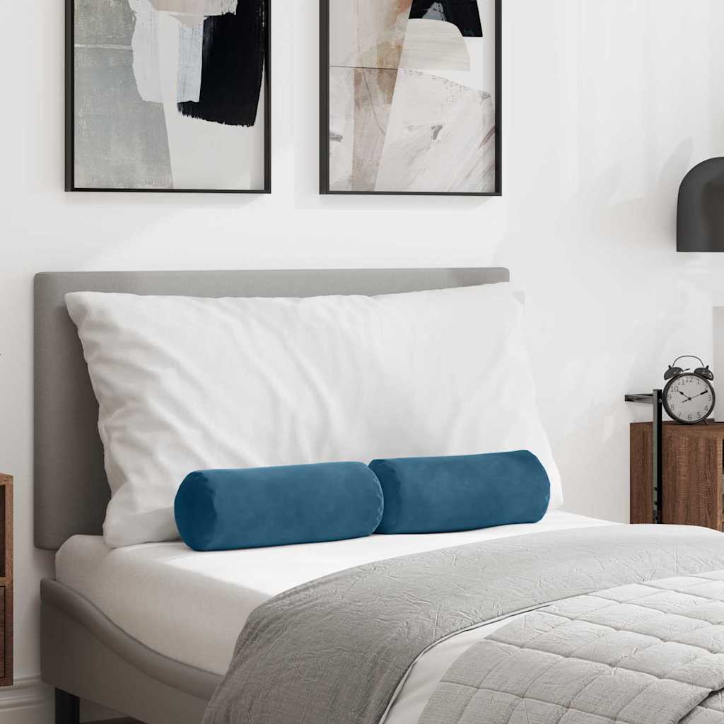 vidaXL Μαξιλάρια Στήριγμα 2 pcs Μπλε Ø 15 x 40 εκ Υφασμάτινο Κορντουρά