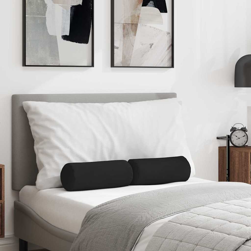 vidaXL Μαξιλάρια Στήριγμα 2 pcs Μαύρο Ø 15 x 40 εκ Ύφασμα Μικροΐνας