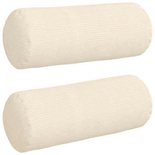 vidaXL Μαξιλάρια Στήριγμα 2 pcs Κρεμ Ø 15 x 40 εκ Υφασμάτινο Κορντουρά