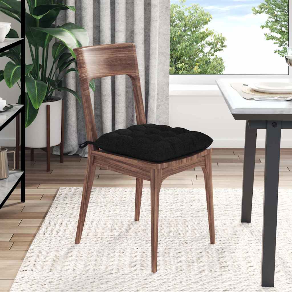 vidaXL Μαξιλάρια καθισμάτων 2 pcs Μαύρο 40 x 40 x 6 cm ύφασμα