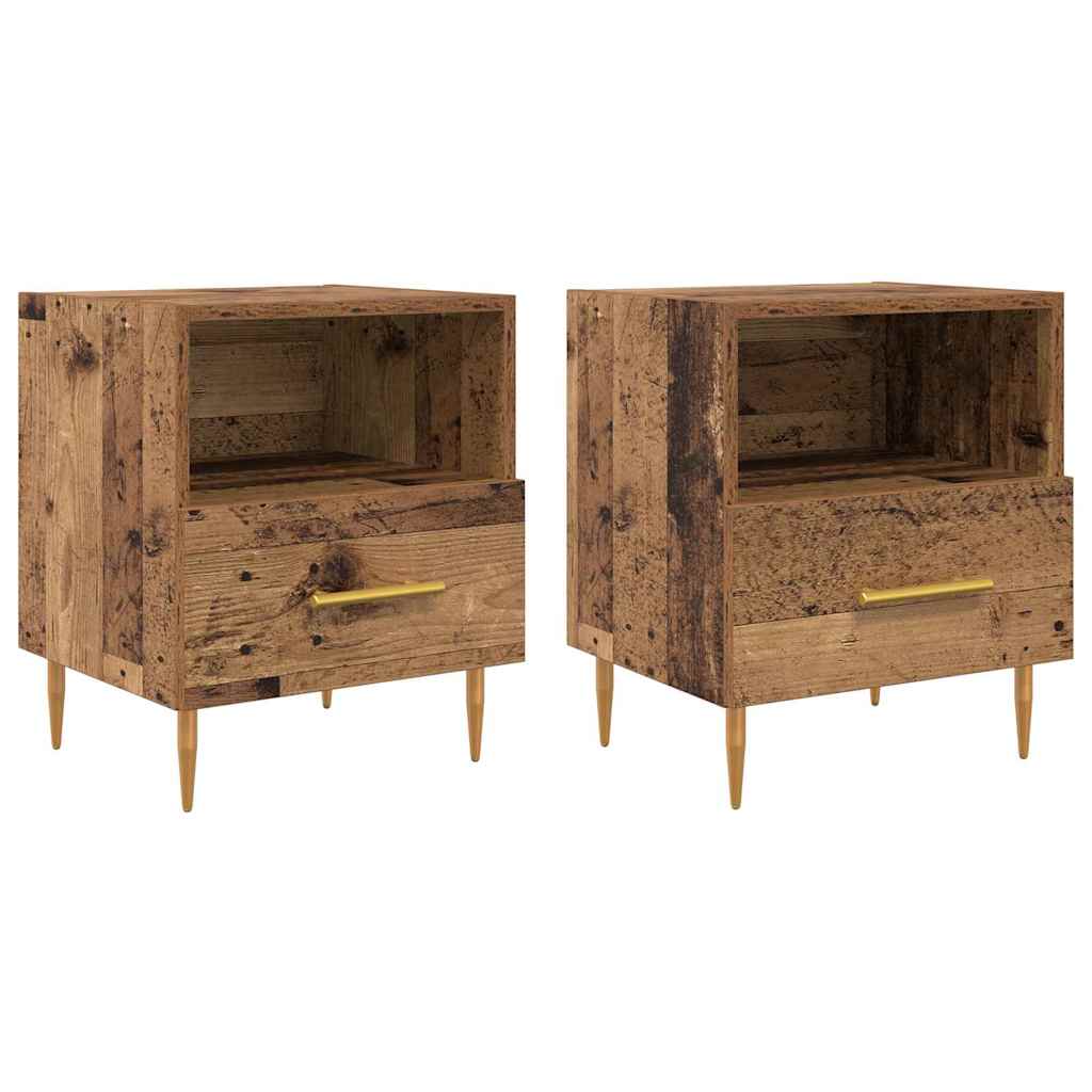 vidaXL Κομοδίνο 2 τμχ. Παλιό ξύλο 40 x 35 x 47,5 εκ Επεξεργασμένο Ξύλο