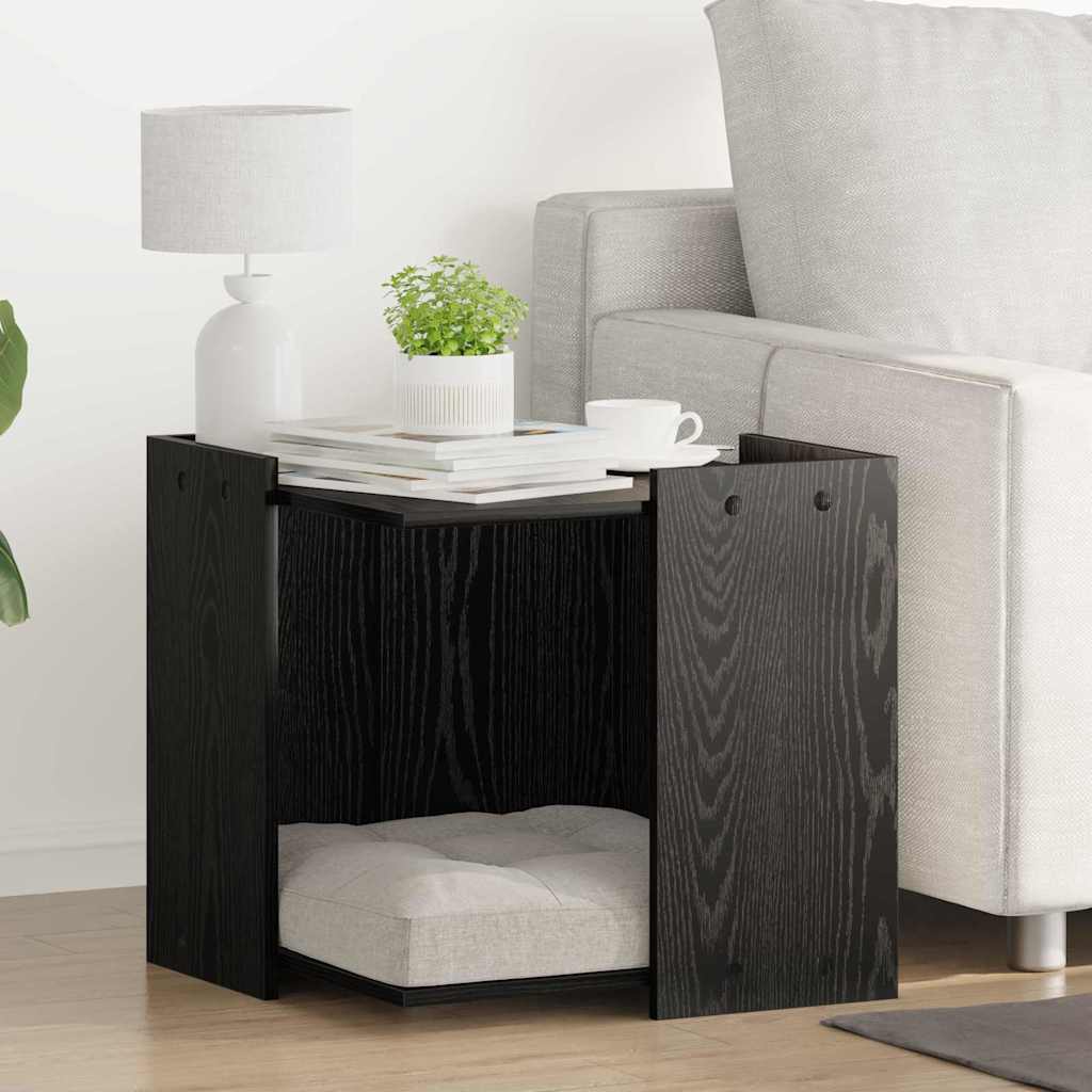 vidaXL Κλουβί για την αμυντική λεκάνη γάτας Μαύρη δρυς