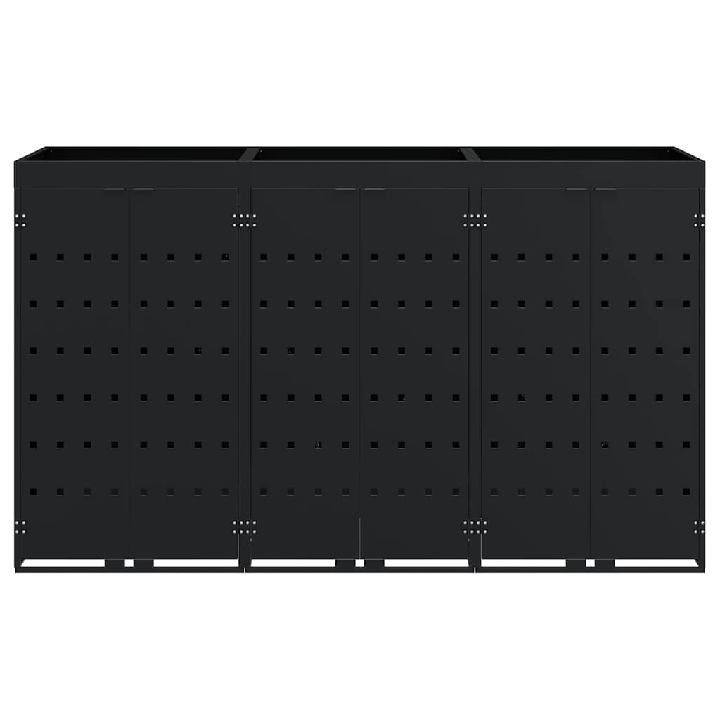 vidaXL Αποθήκη τροχήλατου κάδου για 3 κάδους Μαύρο