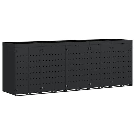 vidaXL Αποθήκη τροχήλατου κάδου για 5 κάδους Μαύρο