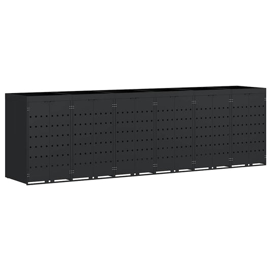 vidaXL Αποθήκη τροχήλατου κάδου για 6 κάδους Μαύρο