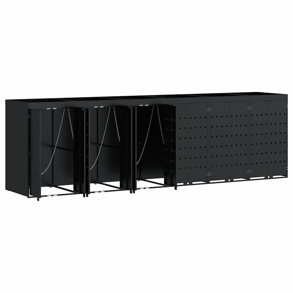 vidaXL Αποθήκη τροχήλατου κάδου για 6 κάδους Μαύρο