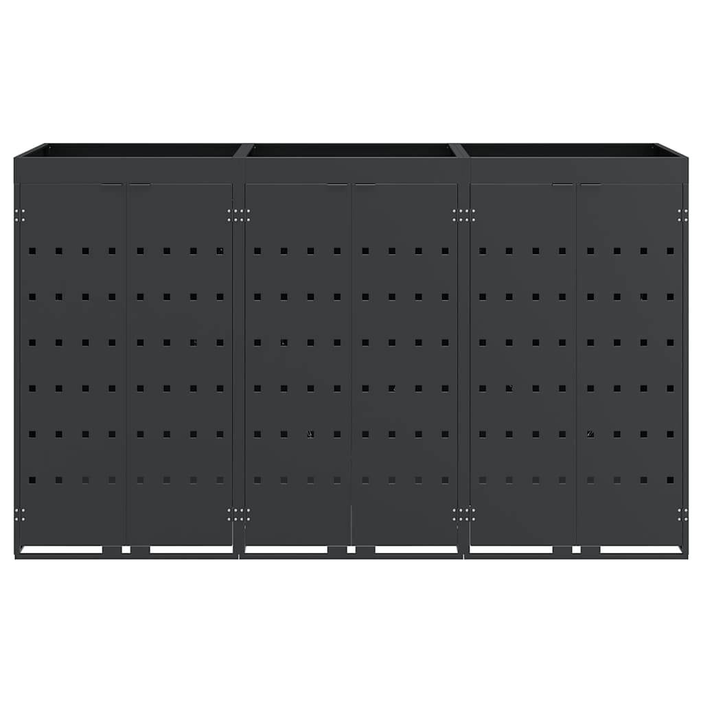 vidaXL Αποθήκη τροχήλατου κάδου για 3 κάδους Ανθρακί