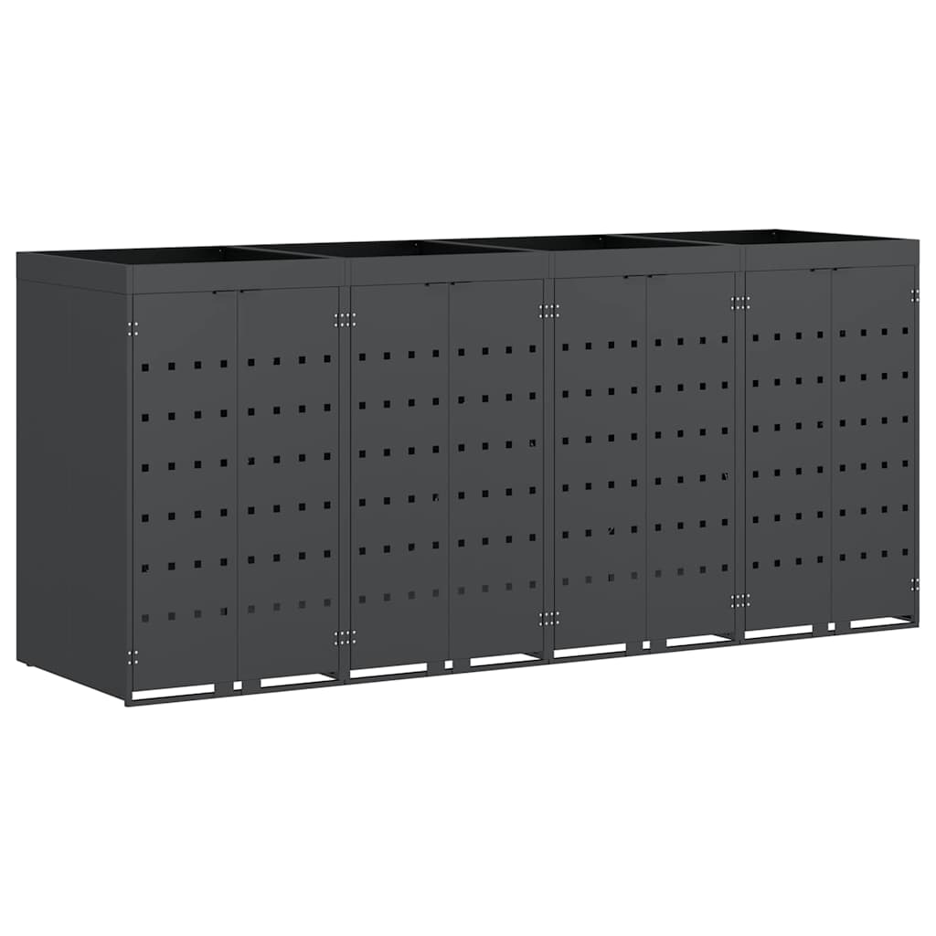 vidaXL Αποθήκη τροχήλατου κάδου για 4 κάδους Ανθρακί