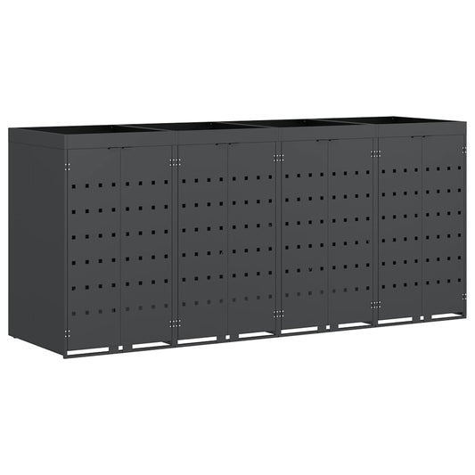 vidaXL Αποθήκη τροχήλατου κάδου για 4 κάδους Ανθρακί