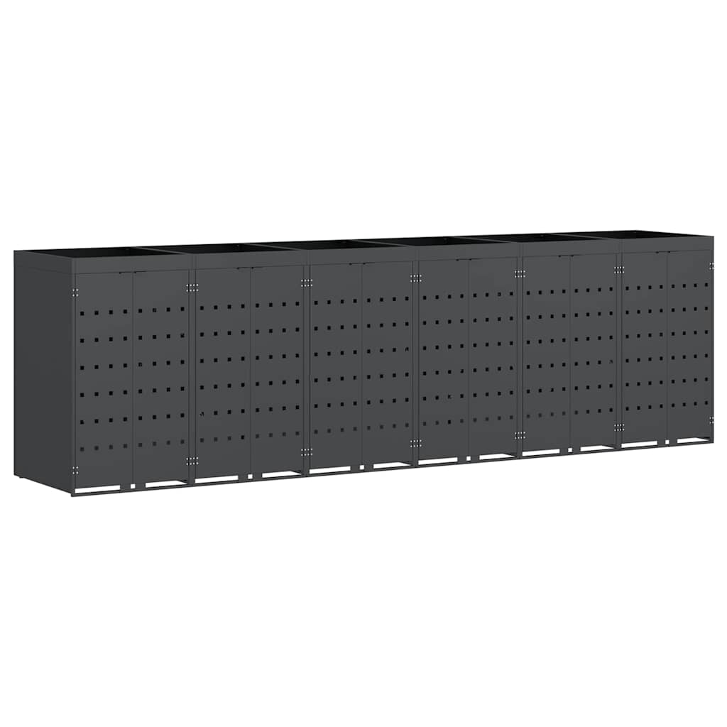 vidaXL Αποθήκη τροχήλατου κάδου για 6 κάδους Ανθρακί